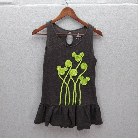 Disney Parks Womens Sleeveless Peplum Top With Mickey Mouse Floral Embroidery In - Picture 1 of 4
